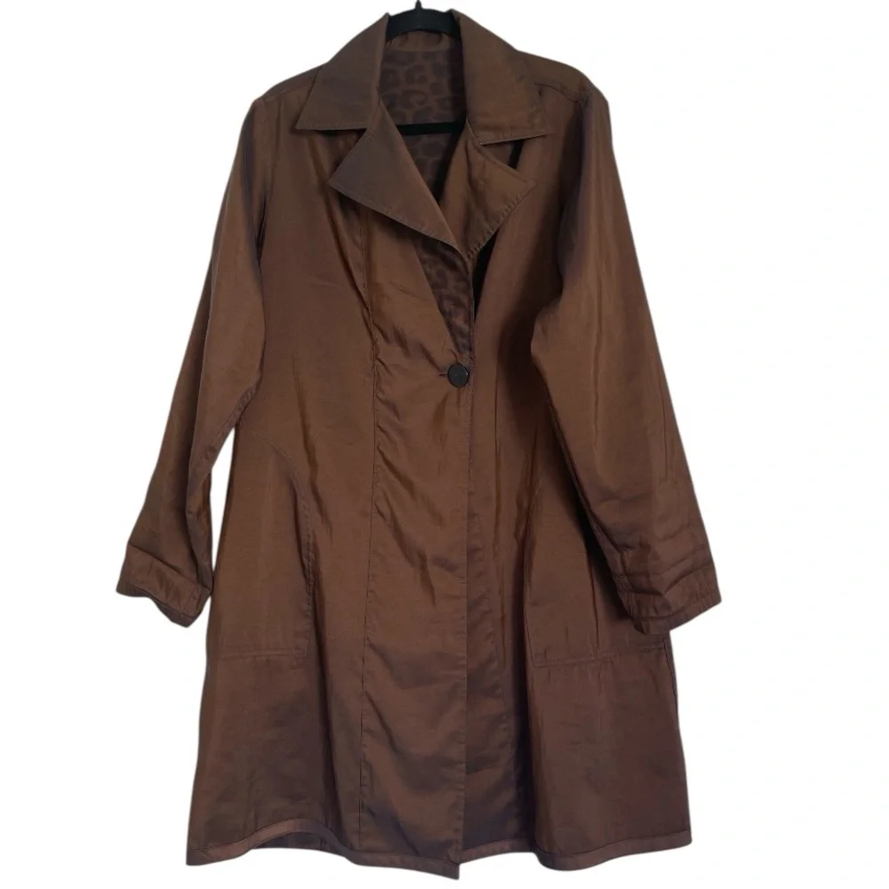 Mycra PAC Brown And Black Leopard Print Reversible Rain Coat - Picture 3 of 8